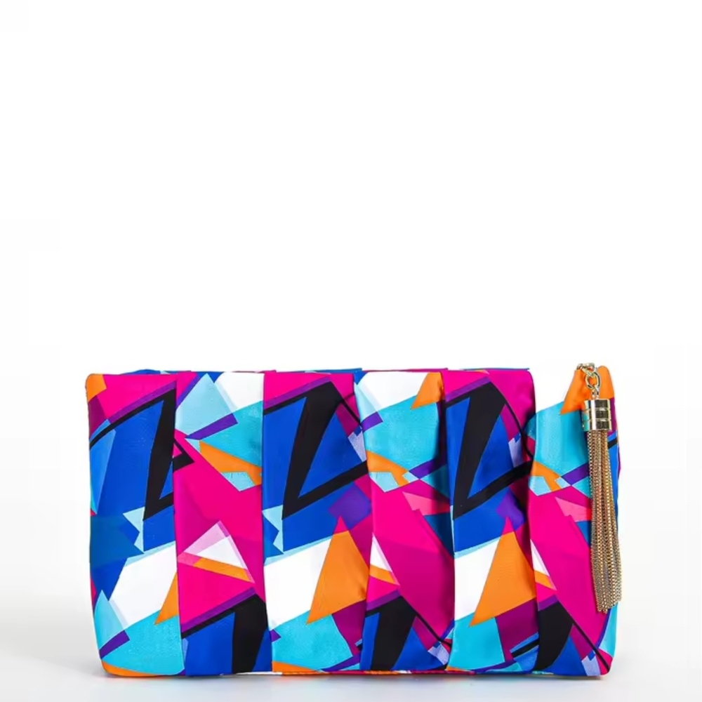* Fashion Women's Geometric Square Zipper Clutch Crossbody Bag Purse Multicolor